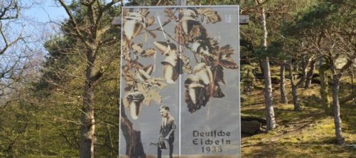 „Mahnmal Friedenskreuz St. Lorenz“, Permanente Installation der Collage „Deutsche Eicheln“ von John Heartfield am Friedenskreuz St. Lorenz, 2016, Foto: Martin Krenn