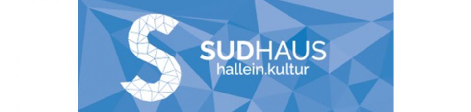 logo sudhaus hallein kultur mit blauem hintergrund