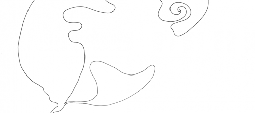 one line drawing von brigitte kovacs. eine schwarze linie auf weißem hintergund.