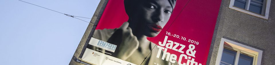 Plakat von Jazz and the city 2019 an einer mauer